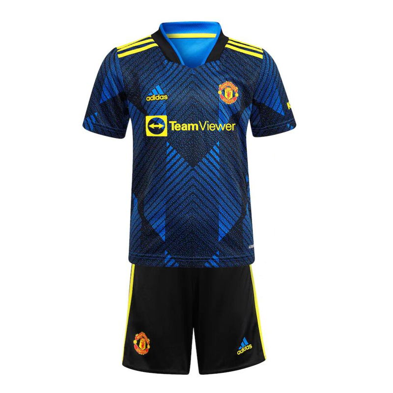 2021/22 Manchester United Kids Third Away Soccer Youth Kits Shirt With Shorts